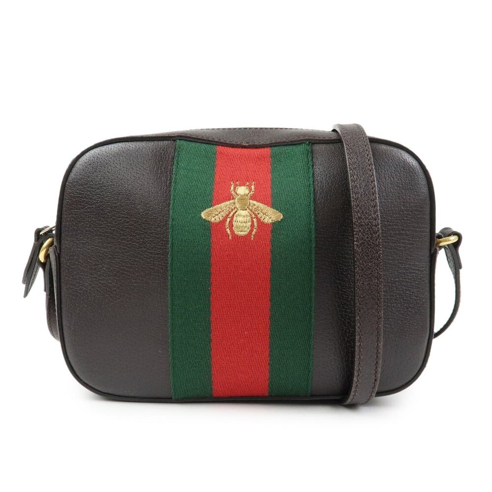Gucci Calfskin Ophidia Crossbody Bag Brown